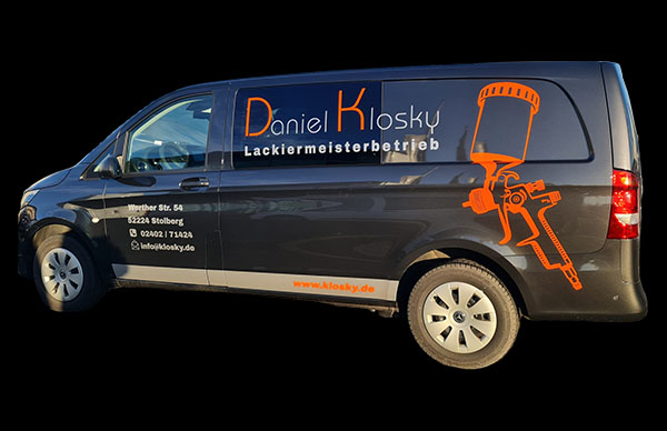 KFZ Werbebeschriftung durch Lackiermeisterbetrieb Daniel Klosky